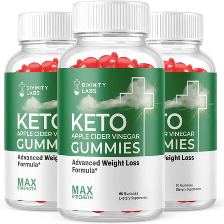 (3 Pack) Divinity Labs Keto ACV Gummies - Supplement for Weight Loss - Energy & Focus Boosting Dietary Supplements for Weight Management & Metabolism - Fat Burn - 180 Gummies