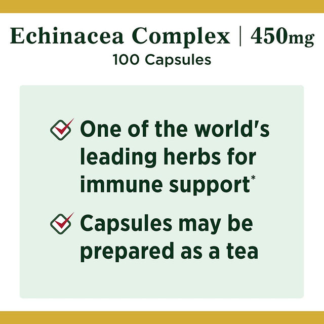 Nature'S Bounty Echinacea Complex 450 Mg Capsules for Immune Support, 100 Ct