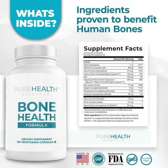 Bone Health Formula Plant-Based Calcium, Magnesium, Potassium - Support Healthy & Strong Bones X3