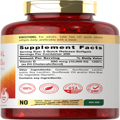 Liposomal Vitamin D3 | 10,000Iu | 400 Softgels | High Potency | by Carlyle