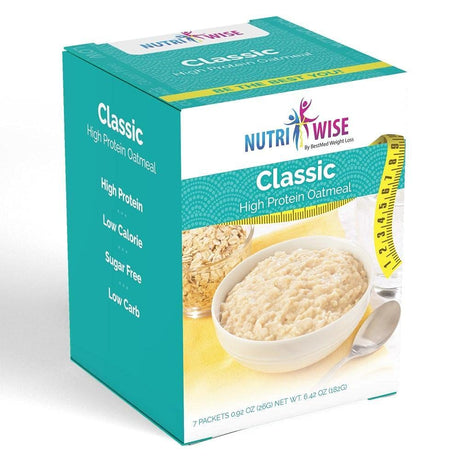 Nutriwise - High Protein Diet Oatmeal | Classic | Low Calorie, Low Fat, Sugar Free (7/Box)