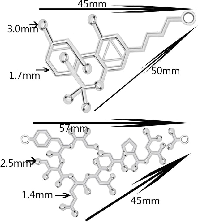 Caffeine/Testosterone/Oxytocin/Thc Molecule Necklace for Women 6Pcs/Set Medical Science Chemistry Topics Charms Pendant Jewelry Making Accessories (6Pcs Silver)