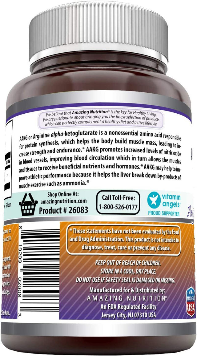 Amazing Formulas AAKG Arginine Alpha-Ketoglutarate 3500 Mg per Serving, 180 Tablets (Non-Gmo)