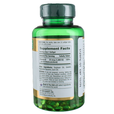 Nature'S Bounty High Potency Vitamin D-1000 IU Softgels, 200 Ea (Pack of 4)