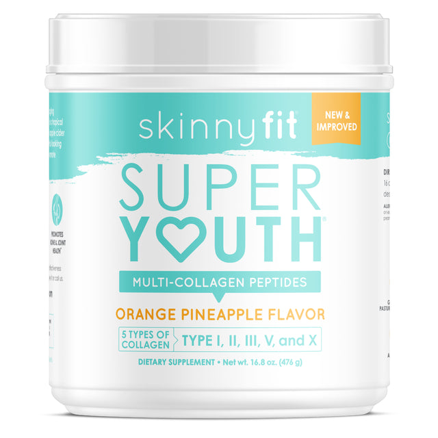 Skinnyfit Super Youth Orange Pineapple Multi-Collagen Peptides Supplement, 28 Servings