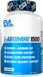 Evlution Nutrition Nitric Oxide Booster L-Arginine Supplement - High Potency Nitric Oxide Supplement with 1500Mg of L Arginine HCL for Enhanced Pumps Energy Muscle Growth and Vascularity NO Booster