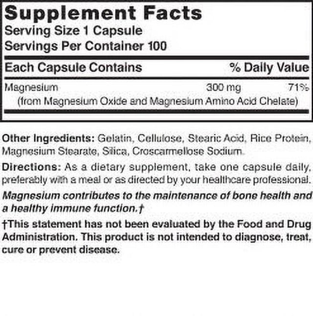 Nature’S Blend Elemental Magnesium Amino Acid Chelate 300Mg Tablets Dietary Supplement 100 Ct | Mega Food Magnesium Supplements