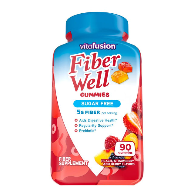 Vitafusion Fiber Well Sugar Free Fiber Supplement Gummies, Fruit Flavored, 90 Count