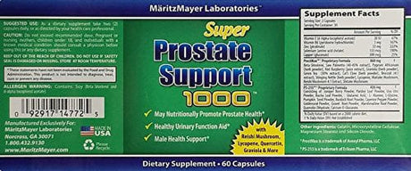 Super Prostate Support 1000 Helps Maintain Urinary Health and Prostate Function Includes Saw Palmetto and over 30 More All Natural Herbs 2 Bottles