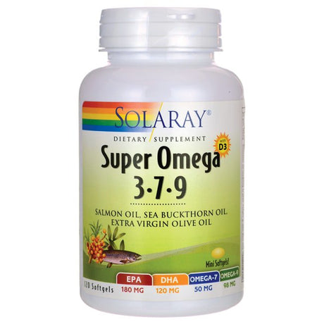 Solaray Super Omega 3 7 9 | Supports Healthy Skin, Cardiovascular Function, More | EPA, DHA, Essential Fatty Acids from Fish Oil | Mini Softgel, 120Ct