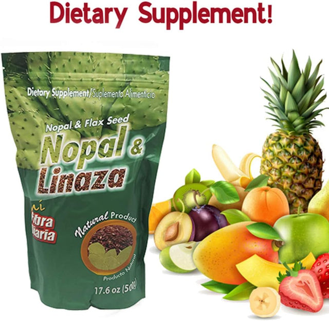 Mi Fibra Diaria Nopal & Linaza. Nopal Cactus and Flax Seed Fiber Dietary Supplement. 17.6 Oz