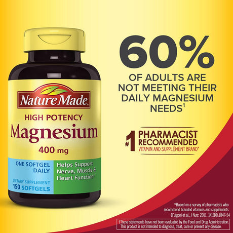 Nature Made Magnesium 400 Mg., 150 Liquid Softgels