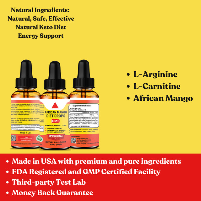 HERBLIF African Mango Drops Appetite Suppressant and Belly Fat Burner Intermitted Fasting for Weight Loss Fat Burning Metabolism Booster Manage Cravings Boost Energy Safe, Made in USA 2Oz [3-Pack]