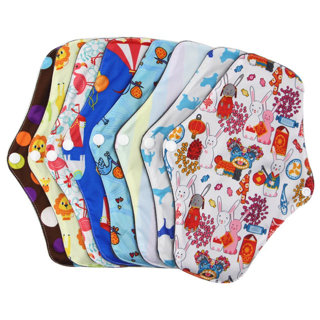 Grofry Menstrual Pad Bamboo Charcoal Fiber Waterproof Menstrual Pad Women Sanitary Washable Reusable