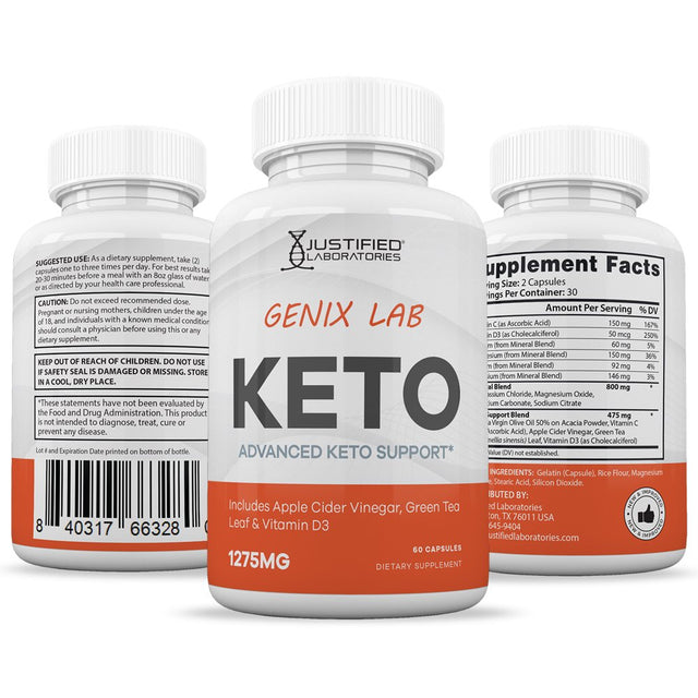 (3 Pack) Genix Lab Keto ACV Pills 1275Mg Alternative to Gummies Dietary Supplement 180 Capsules