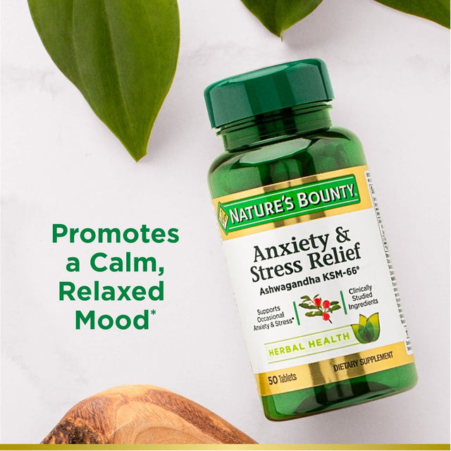 Nature’S Bounty Anxiety & Stress Relief Supplement, Ashwagandha KSM 66 , 50 Ct