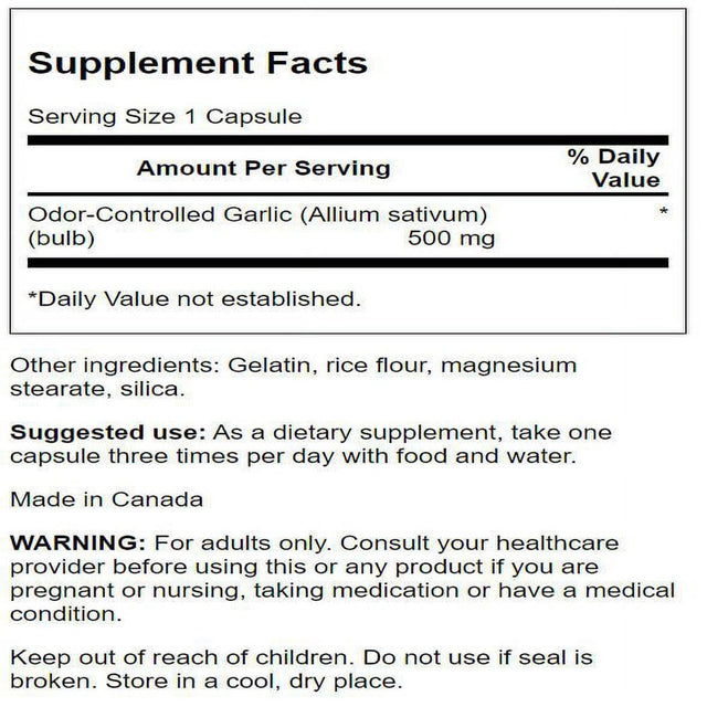 Swanson Odorless Garlic 500 Mg 200 Caps 4 Pack