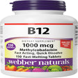 Webber Naturals Vitamin B12 1,000 Mcg, 150 Fast-Melting Tablets, Supports Energy Production and Metabolism, Gluten Free, Non-Gmo, Vegetarians