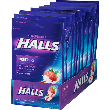 Halls Breezers Drops, Creamy Strawberry, 25 Ct (Pack of 12)