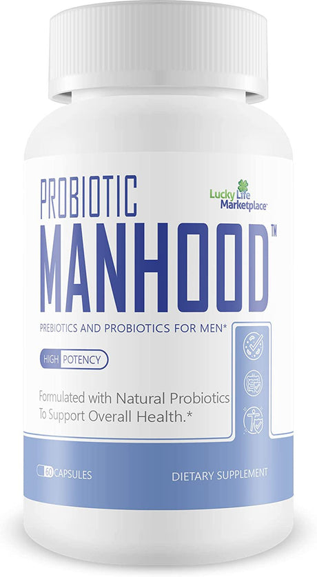 Probiotic Manhood - Premium Male Formula - Male Prebiotics and Probiotics for Men - Premium Formula to Support Male Health - Gut Health - Mood - Digestive & Immune Health