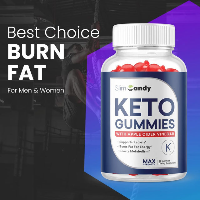 (1 Pack) Slim Candy Keto ACV Gummies - Supplement for Weight Loss - Energy & Focus Boosting Dietary Supplements for Weight Management & Metabolism - Fat Burn - 60 Gummies