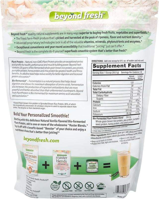 Beyond Fresh Plant Protein – Vanilla Flavor, Complete Aminoacid Profile, Optimal Digestion, 20Grams of Protein, 18 Servings