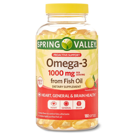 Spring Valley Omega-3 Fish Oil Soft Gels, 1000 Mg, 180 Count