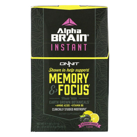 Alphabrain Instant, Memory & Focus, Blackberry Lemonade Flavor, 30 Packets, 0.14 Oz (3.9 G) Each, Onnit