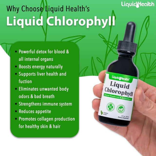 LIQUIDHEALTH Chlorophyll Liquid Drops Deodorant, Detox, Energy & Immune Support, 2 Fl Oz