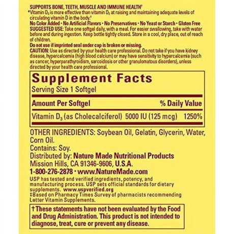 Nature Made Vitamin D3 Supplement, Supports Bone & Teeth 90 S