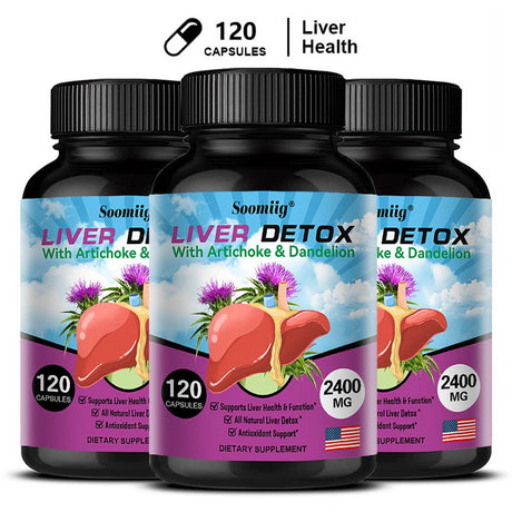 Soomiig Liver Detox Capsules - Artichoke and Dandelion Extract Liver Health Formula for Liver Detoxification and Liver Cleansing-120Capsules