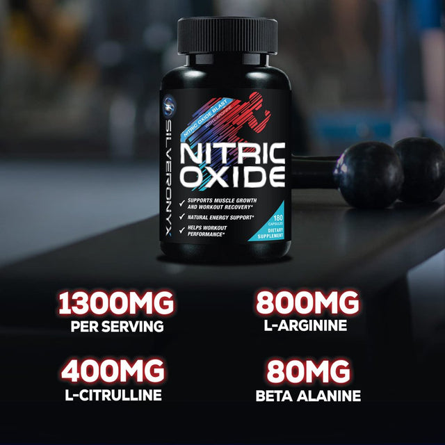 Extra Strength Nitric Oxide Supplement L Arginine 3X Strength - Citrulline Malate, AAKG, Beta Alanine - Premium Muscle Supporting Nitric Booster for Strength & Energy to Train Harder - 180 Capsules