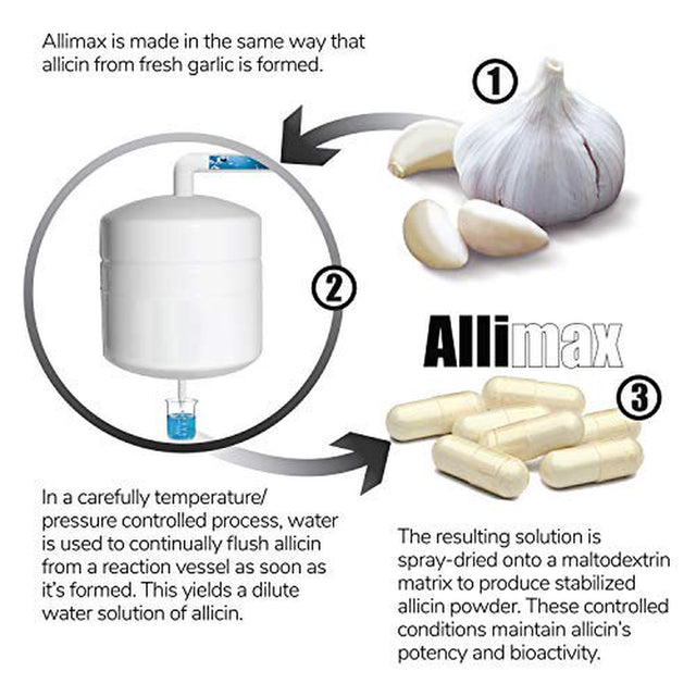 Allimax 180Mg 180 Capsules. Supports Your Body?S Immune Function through Natural Allicin, a Potent Organosulphur Compound Extracted from Clean and Sustainable Spanish Grown Garlic.