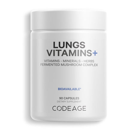 Codeage Lungs Vitamins, Milk Thistle, Zinc, Magnesium, Ginger, Mushrooms, Peppermint & Organic Herbs, 90 Ct