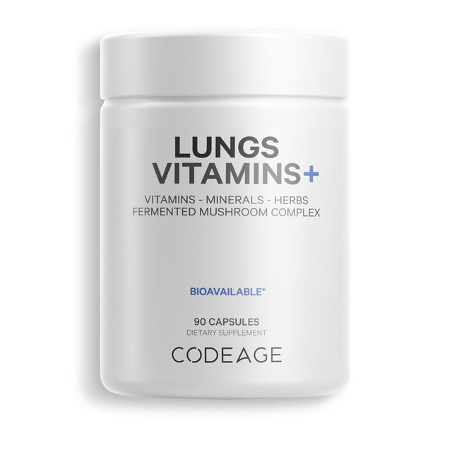 Codeage Lungs Vitamins, Milk Thistle, Zinc, Magnesium, Ginger, Mushrooms, Peppermint & Organic Herbs, 90 Ct