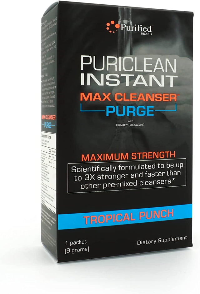 Wellgenix Puriclean Instant Max Cleanser Purge - Detox Cleansing Powder - Fruit Punch - 9 Grams of Herbal Cleansing Detox Powder