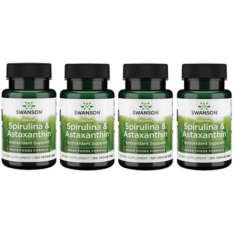 Swanson Organic Spirulina & Astaxanthin 120 Veg Tabs 4 Pack