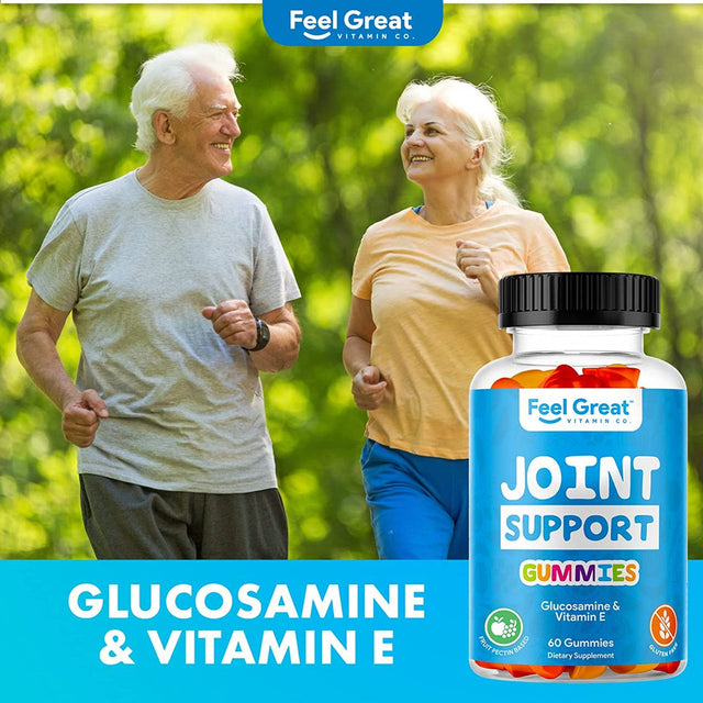 Joint Support Gummies with Glucosamine & Vitamin E | Natural Joint & Flexibility Support | Cartilage & Immune Health Support Supplement for Men and Women - 60 Gummies