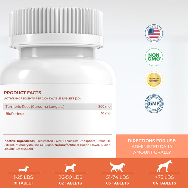 Coco and Luna Turmeric Anti-Inflammatory for Dogs - 120 Chewable Tablets