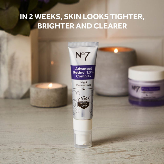 No7 Advanced Retinol 1.5% Complex Night Concentrate Serum with Collagen Peptides & Bisabolol, 1 Oz