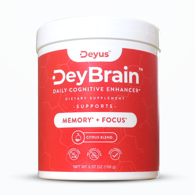 Deybrain by Deyus - Nootropic Brain Booster Supplement | Supports Memory, Focus & Concentration | Keto Friendly | Drink Mix Powder W/ Vitamin B6 | Alpha GPC | Theanine | Bacopa Monnieri | Huperzine A