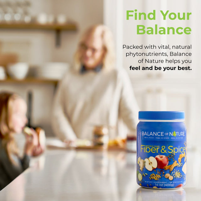 Balance of Nature Fiber & Spice - Psyllium Husk, Flax Seed, Turmeric & Apple - Spiced Cider Powdered Drink Mix - 30 Servings