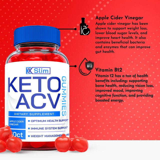 (3 Pack) X Slim Keto ACV Gummies - Supplement for Weight Loss - Energy & Focus Boosting Dietary Supplements for Weight Management & Metabolism - Fat Burn - 180 Gummies