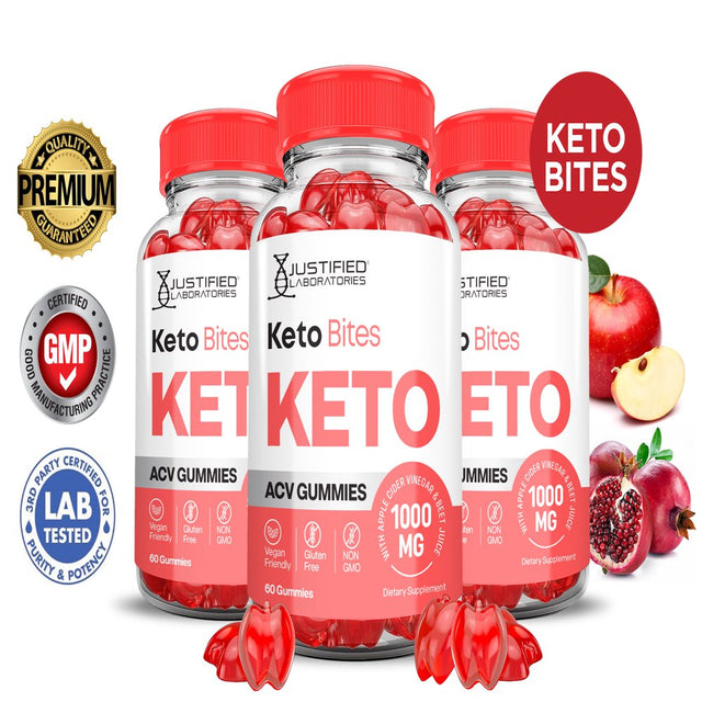 (3 Pack) Keto Bites ACV Gummies 1000MG Dietary Supplement 180 Gummys