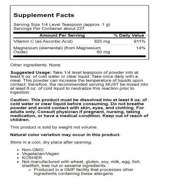 Now Foods Magnesium Ascorbate Powder 8 Oz Powder