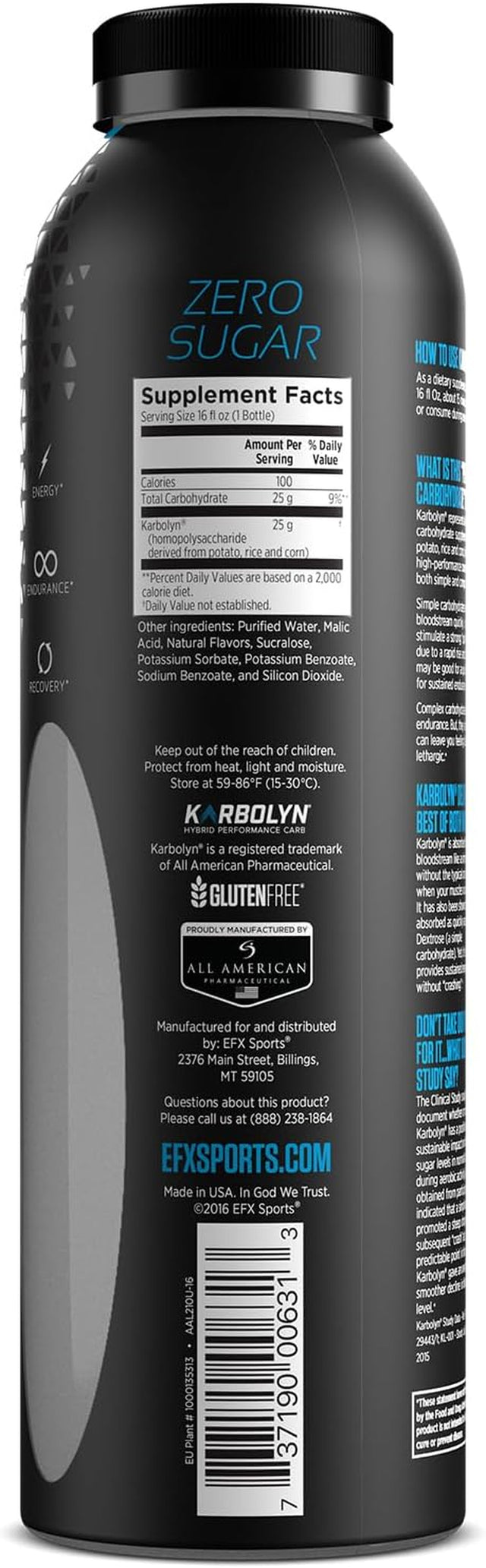 EFX Sports Karbolyn Fuel Drink | Pre, Intra, Post Workout Carbohydrate Drink | Carb Load, Sustained Energy | Stimulant & Sugar Free | 12 Pack (Fruit Fusion)