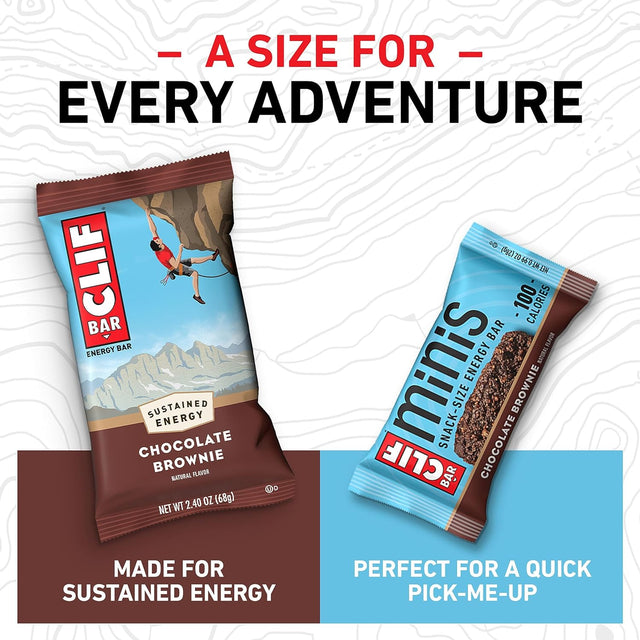 CLIF BAR - Chocolate Brownie Flavor - Full Size and Mini Energy Bars - Made with Organic Oats - Non-Gmo - Plant Based - Amazon Exclusive - 2.4 Oz. and 0.99 Oz. (20 Count)