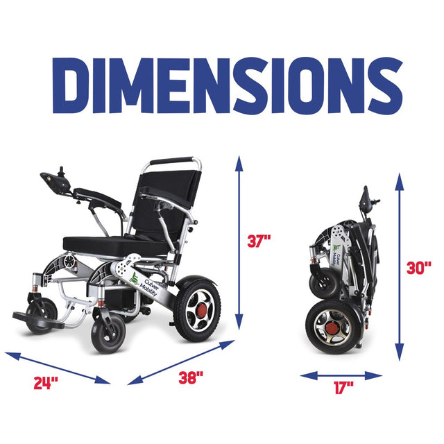 Culver Mobility - WILDCAT - Foldable Ultra Lightweight Heavy Duty Airline Approved Electric Wheelchair 330 Lbs. Max Load-500W-13 Miles - SILVER