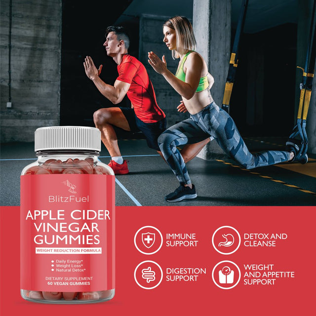 Blitzfuel Apple Cider Vinegar Gummies – Fomulated with the Mother for Complete Cleanse & Detox – Folate, Vitamin B12, Pomegranate, Beetroot – Potent Weight Management Supplement 240 Gummies