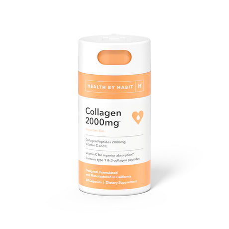 Health by Habit Collagen Supplement, Collagen Peptides 2000Mg, 60 Capsules